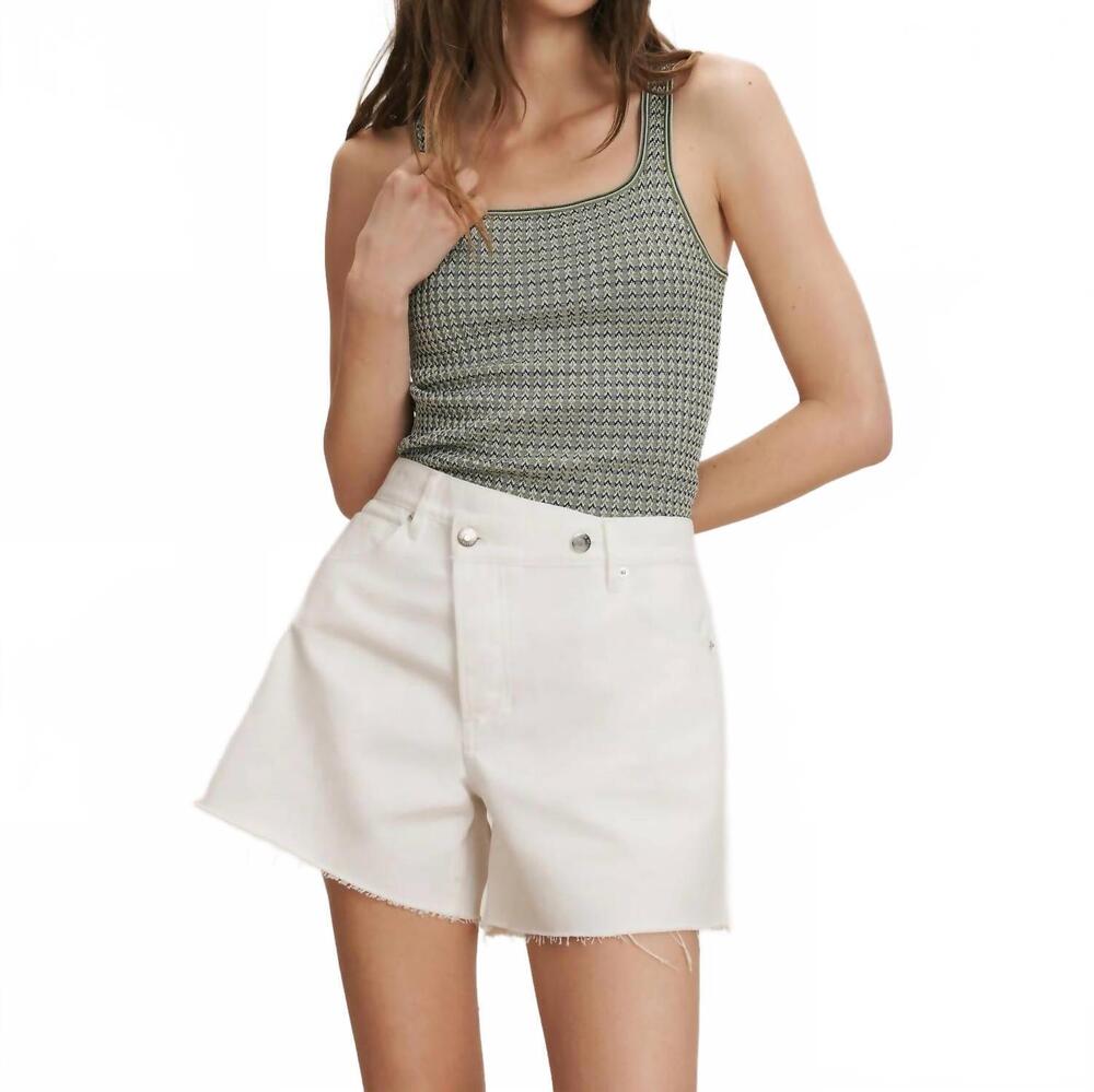 NEW VERONICA BEARD ellis crossover waistband denim shorts in white